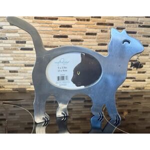 Inspirations 🎣 Purrfect Desk Decor! 🎣 Metal Cat Frame with Fish - 5x3.5" New